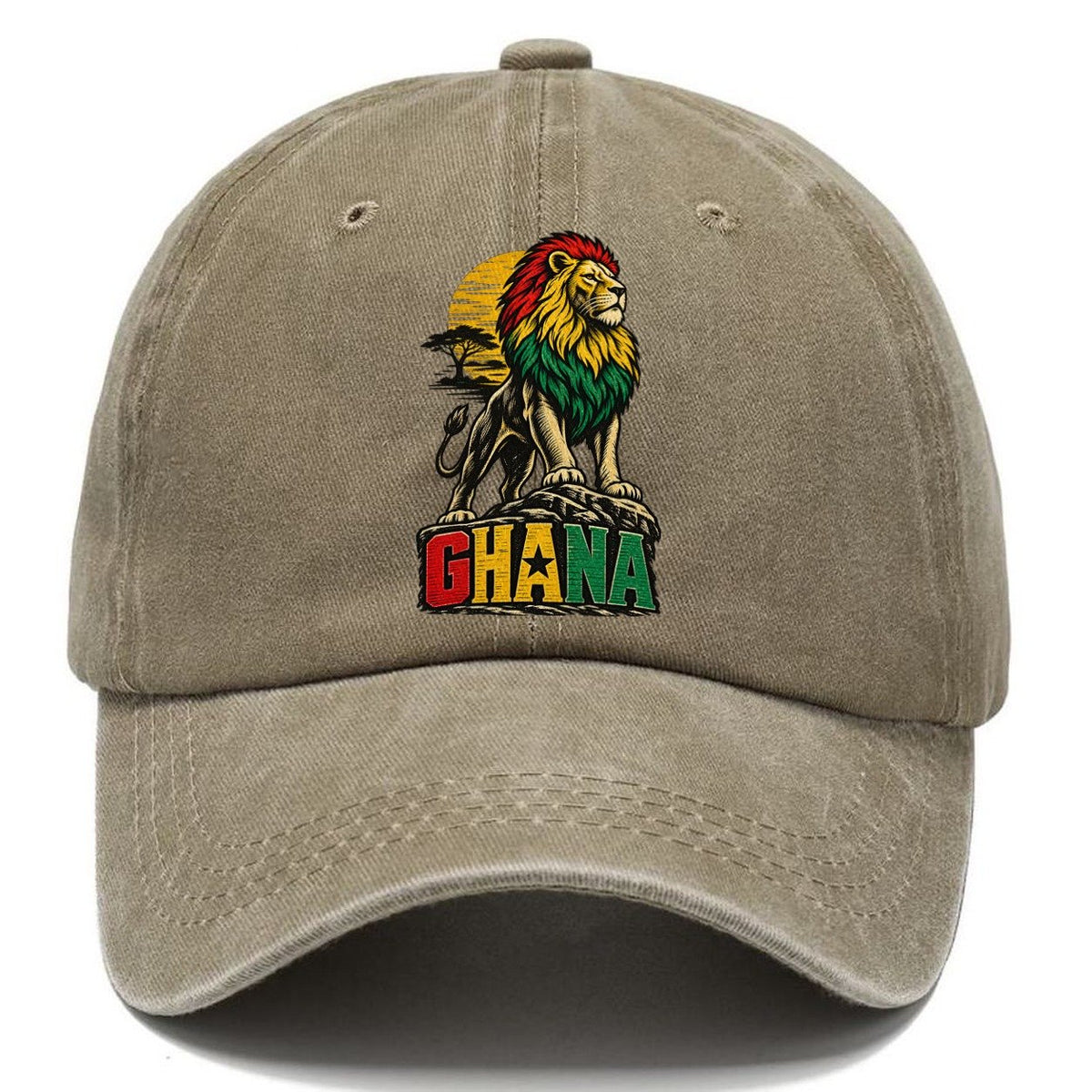 Ghana Lion Sunset Classic Cap – Warm Sand
