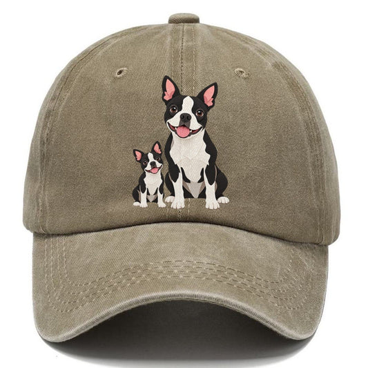 Boston Terrier and Puppy Classic Cap – Warm Sand