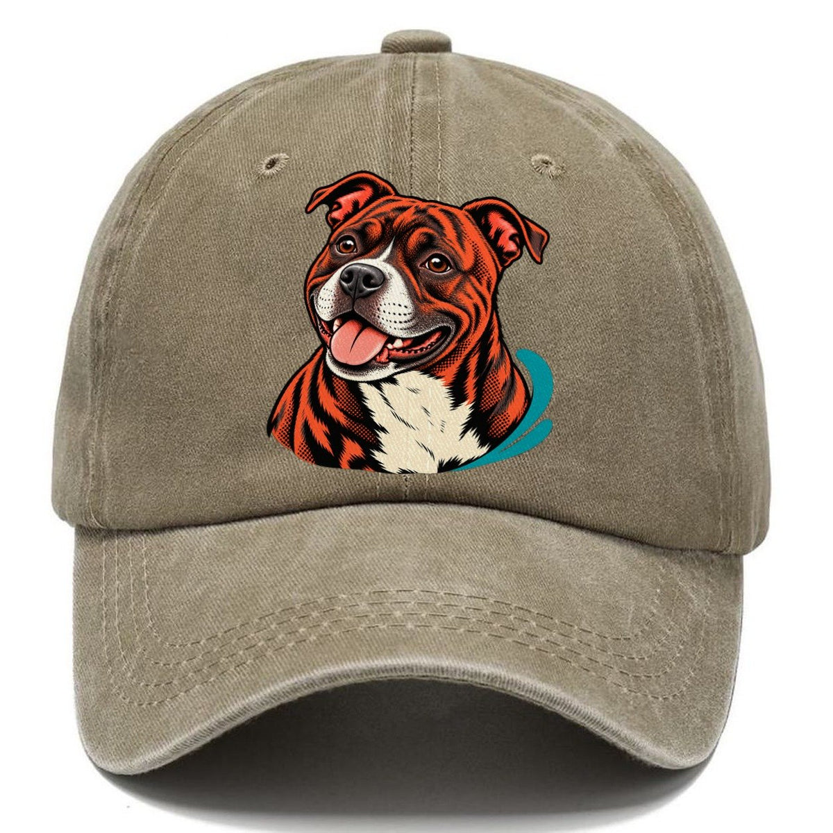 Happy Pitbull Pop Art Portrait Classic Cap – Warm Sand