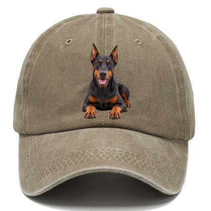 Doberman Pinscher Lying Down Top Breeds Classic Cap – Warm Sand