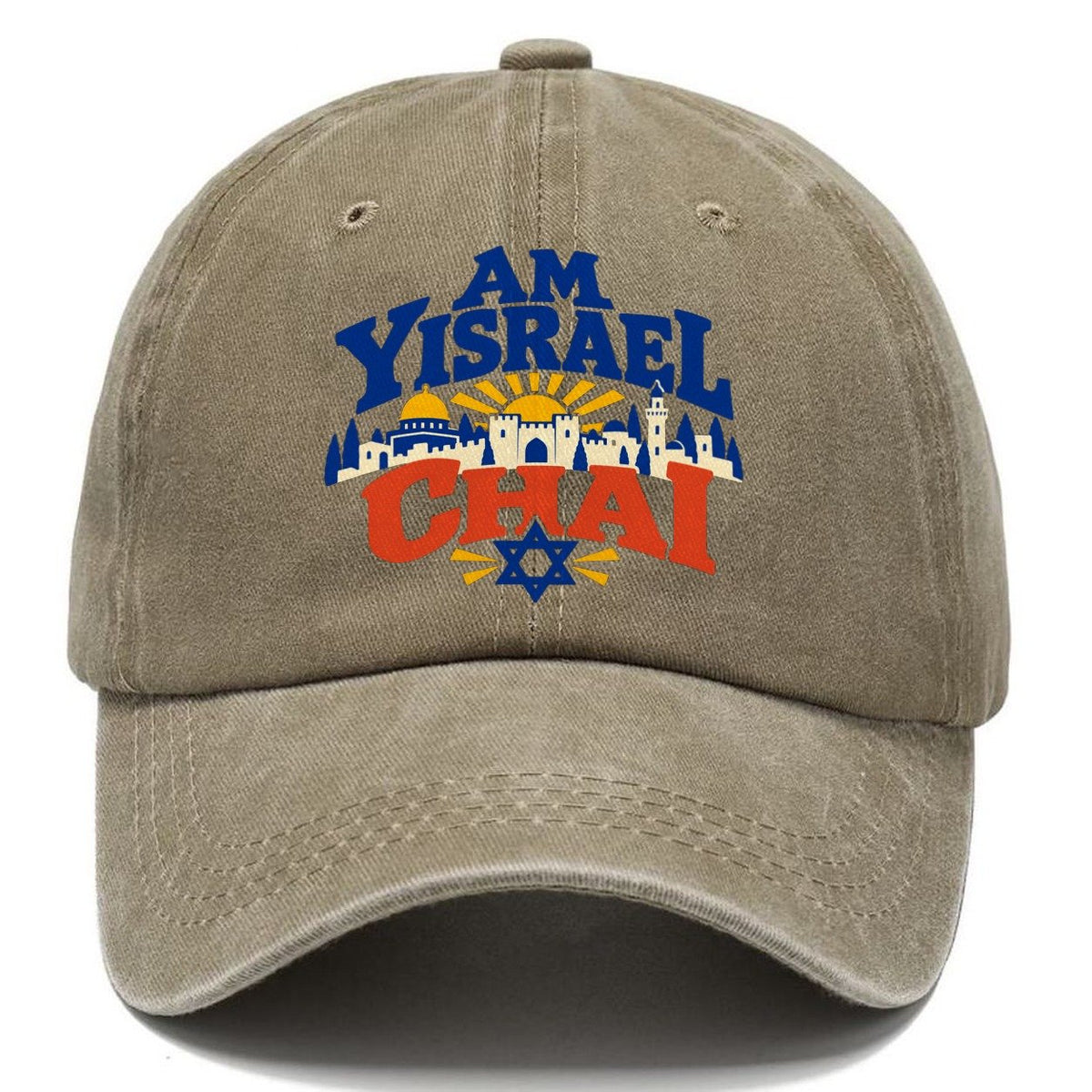 Am Yisrael Chai Lettering Jerusalem Classic Cap – Warm Sand