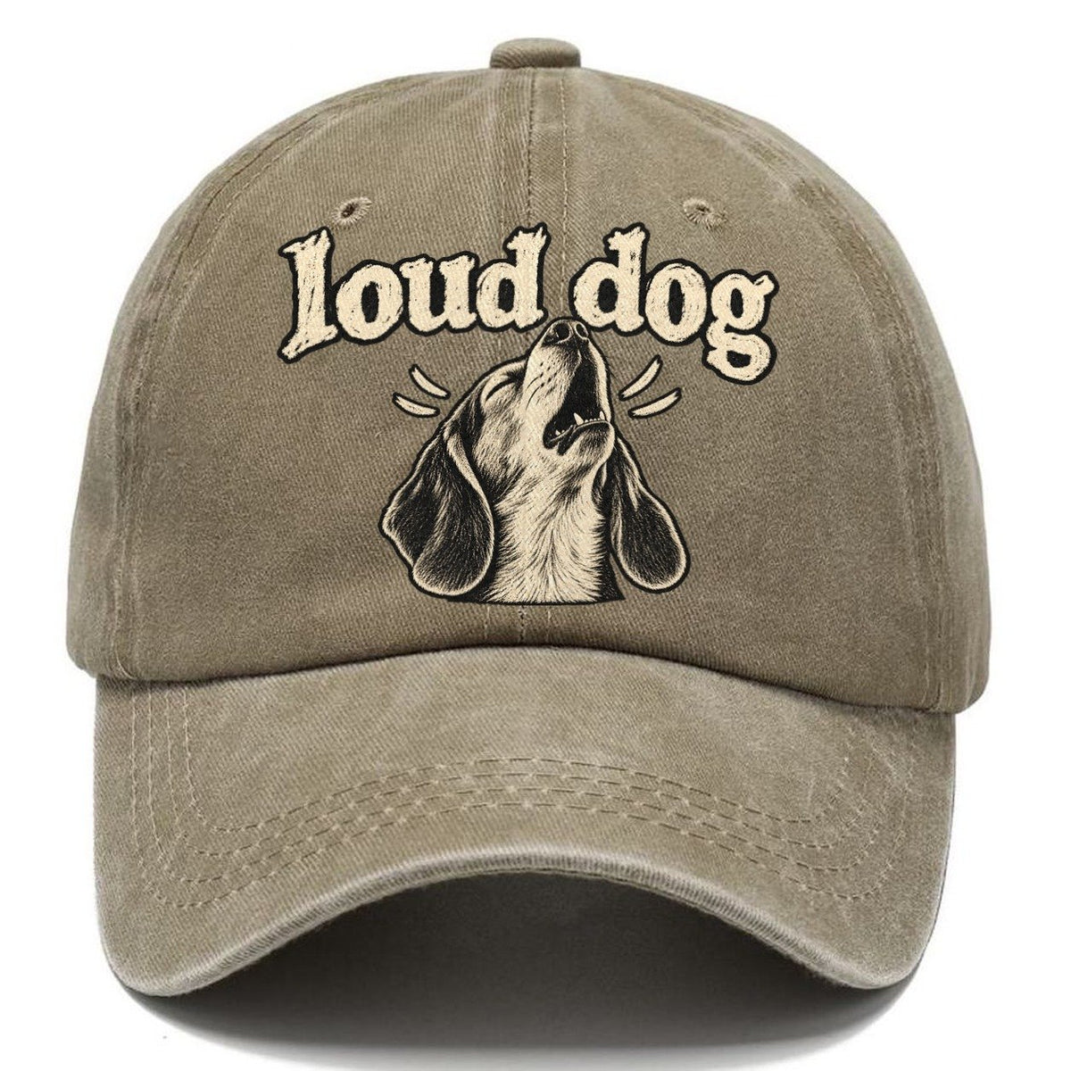 A Howling Beagle Head Tipped Back Bark For Me Classic Cap – Warm Sand