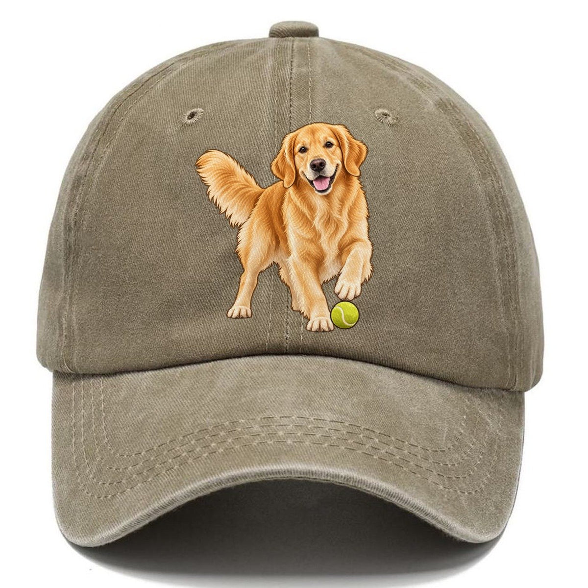 Golden Retriever with Tennis Ball Classic Cap – Warm Sand