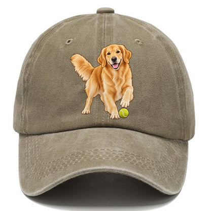 Golden Retriever with Tennis Ball Classic Cap – Warm Sand