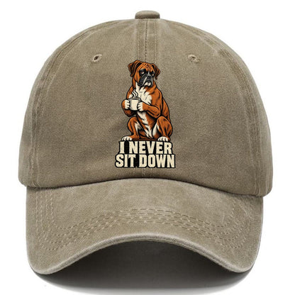 Boxer Dog I Never Sit Down Coffee Classic Cap – Warm Sand