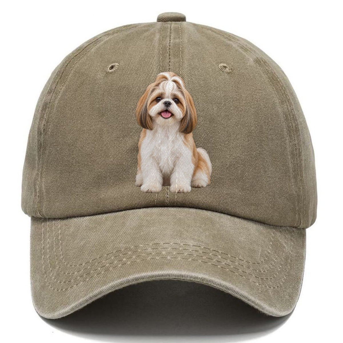 Shih Tzu Sitting Upright Top Breeds Classic Cap – Warm Sand