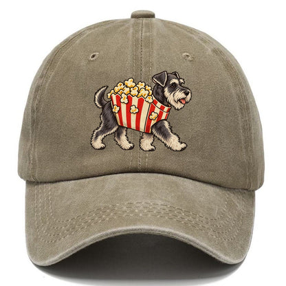 One Schnauzer In Halloween Costume Popcorn Box Costume With Kernel Puffs Halloween Dog Parade Classic Cap – Warm Sand