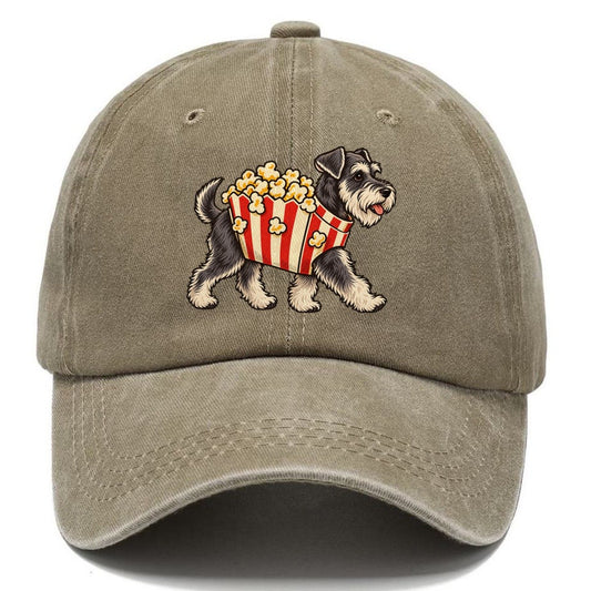 One Schnauzer In Halloween Costume Popcorn Box Costume With Kernel Puffs Halloween Dog Parade Classic Cap – Warm Sand