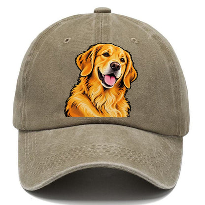 Happy Golden Retriever Portrait Classic Cap – Warm Sand