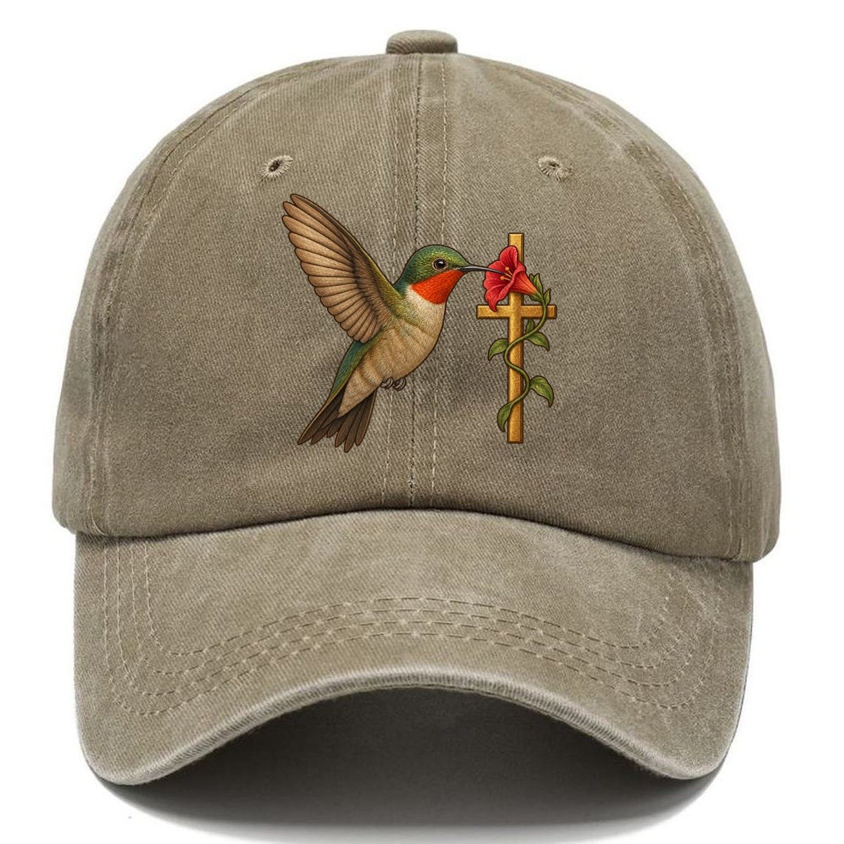 Hummingbird With Cross Classic Cap – Warm Sand