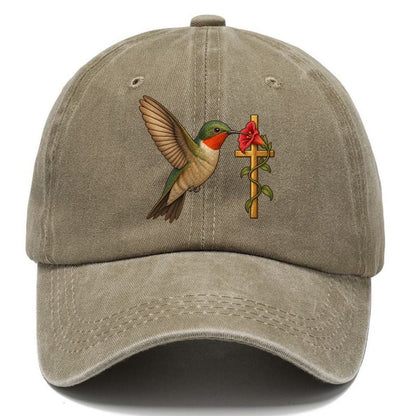Hummingbird With Cross Classic Cap – Warm Sand