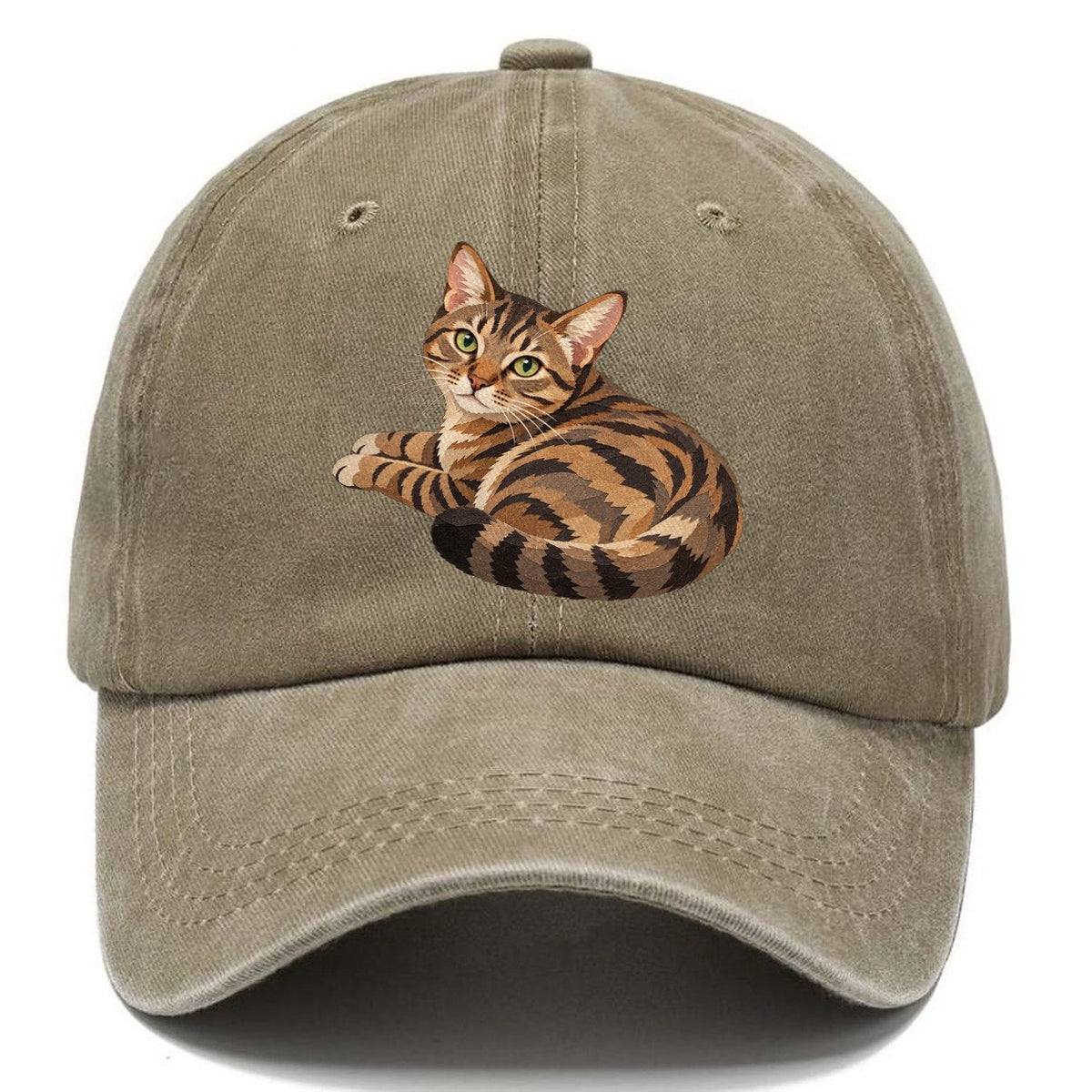 Curled Tabby Cat Classic Cap – Warm Sand