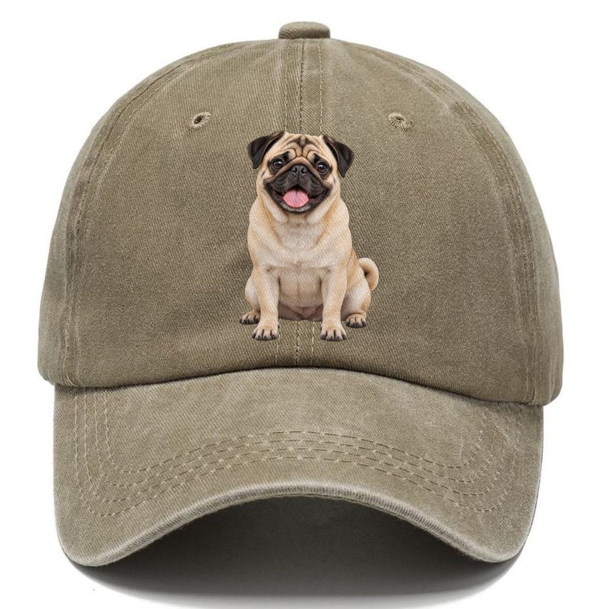 Pug Sitting Top Breeds Classic Cap – Warm Sand
