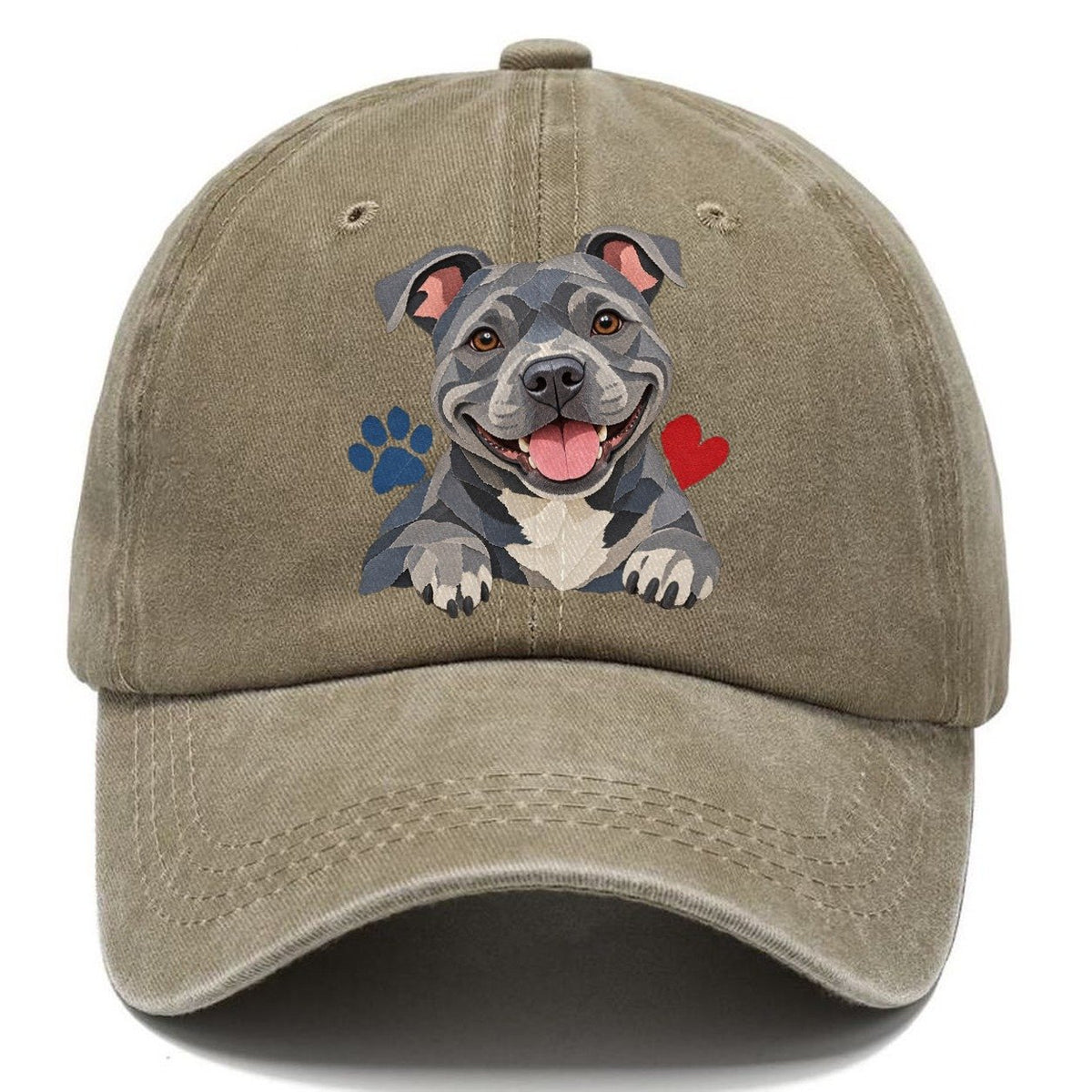 Cut-Paper Staffy Blue Velvet Companions Classic Cap – Warm Sand
