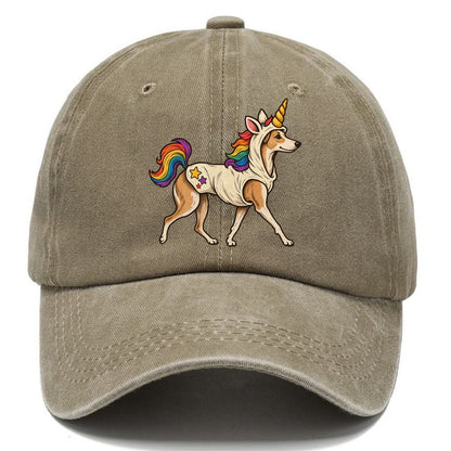 One Whippet In Halloween Costume Unicorn Costume With A Soft Horn And Rainbow Mane Halloween Dog Parade Classic Cap – Warm Sand