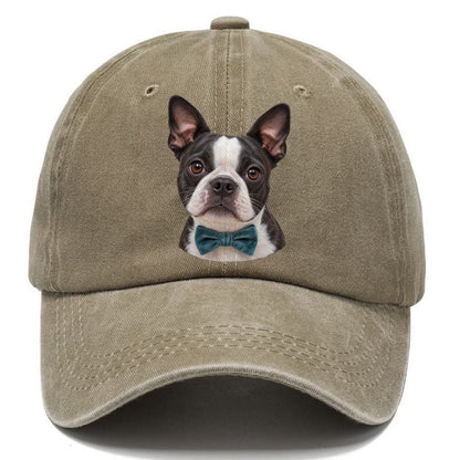 Boston Terrier Velvet Bow Character Club Classic Cap – Warm Sand