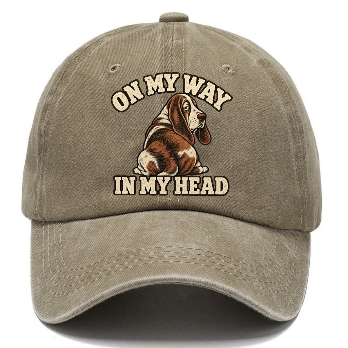 Basset Travelling In Thought Character Club Classic Cap – Warm Sand
