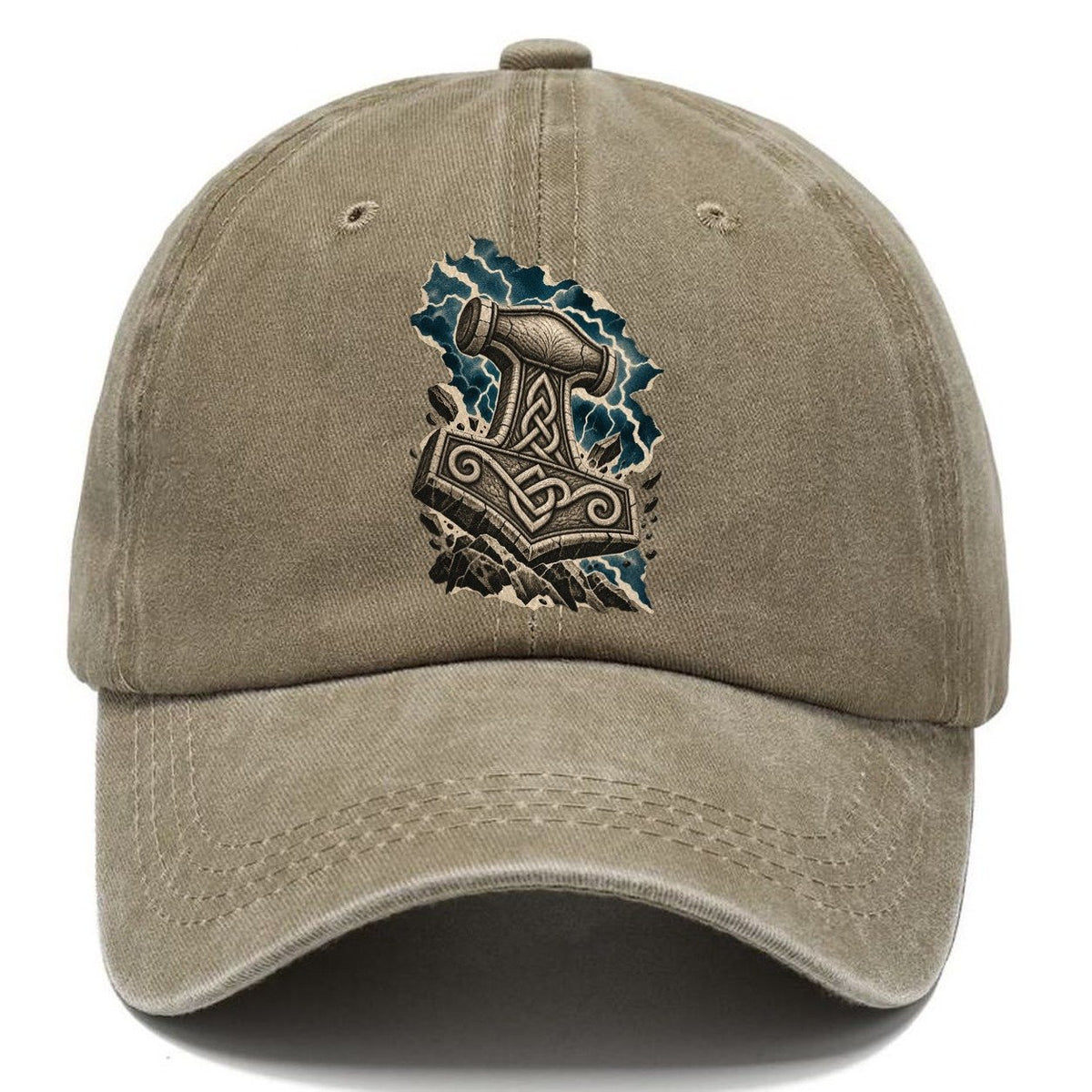 Mjolnir Hammer Celtic Knotwork Classic Cap – Warm Sand
