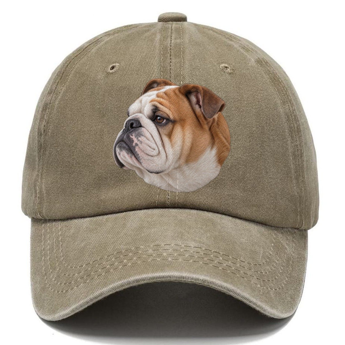 Bulldog Serious Side Profile Character Club Classic Cap – Warm Sand