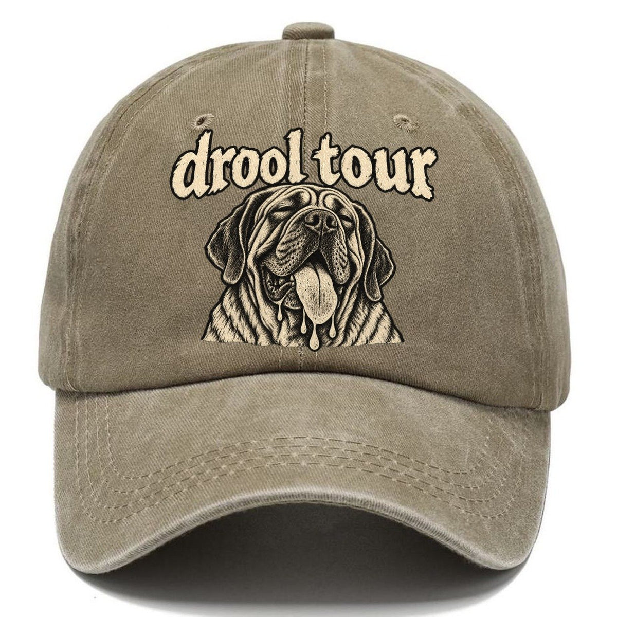 A Heavy Jowled Mastiff Head Panting With The Tongue Out Bark For Me Classic Cap – Warm Sand