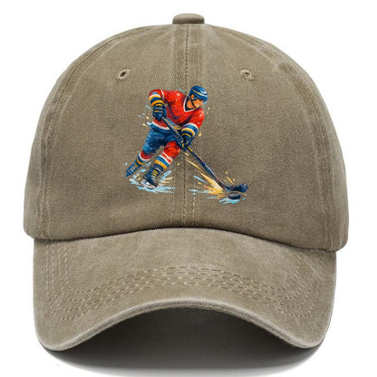 Ice Hockey Player Shooting Puck Classic Cap – Warm Sand