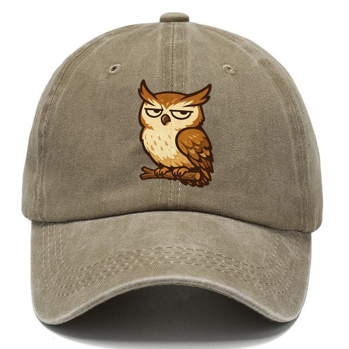 Grumpy Owl on Branch Classic Cap – Warm Sand