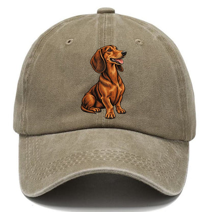 Happy Dachshund Portrait Classic Cap – Warm Sand