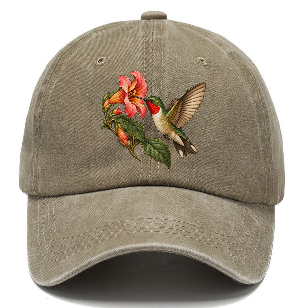 Hummingbird Trumpet Blossom Character Club Classic Cap – Warm Sand