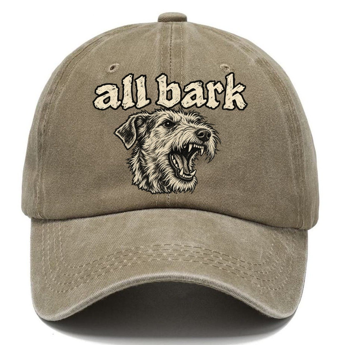 A Snarling Wire Haired Terrier Head In Three Quarter View Bark For Me Classic Cap – Warm Sand