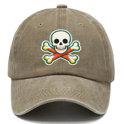 Teal Outline Skull and Crossbones Classic Cap – Warm Sand