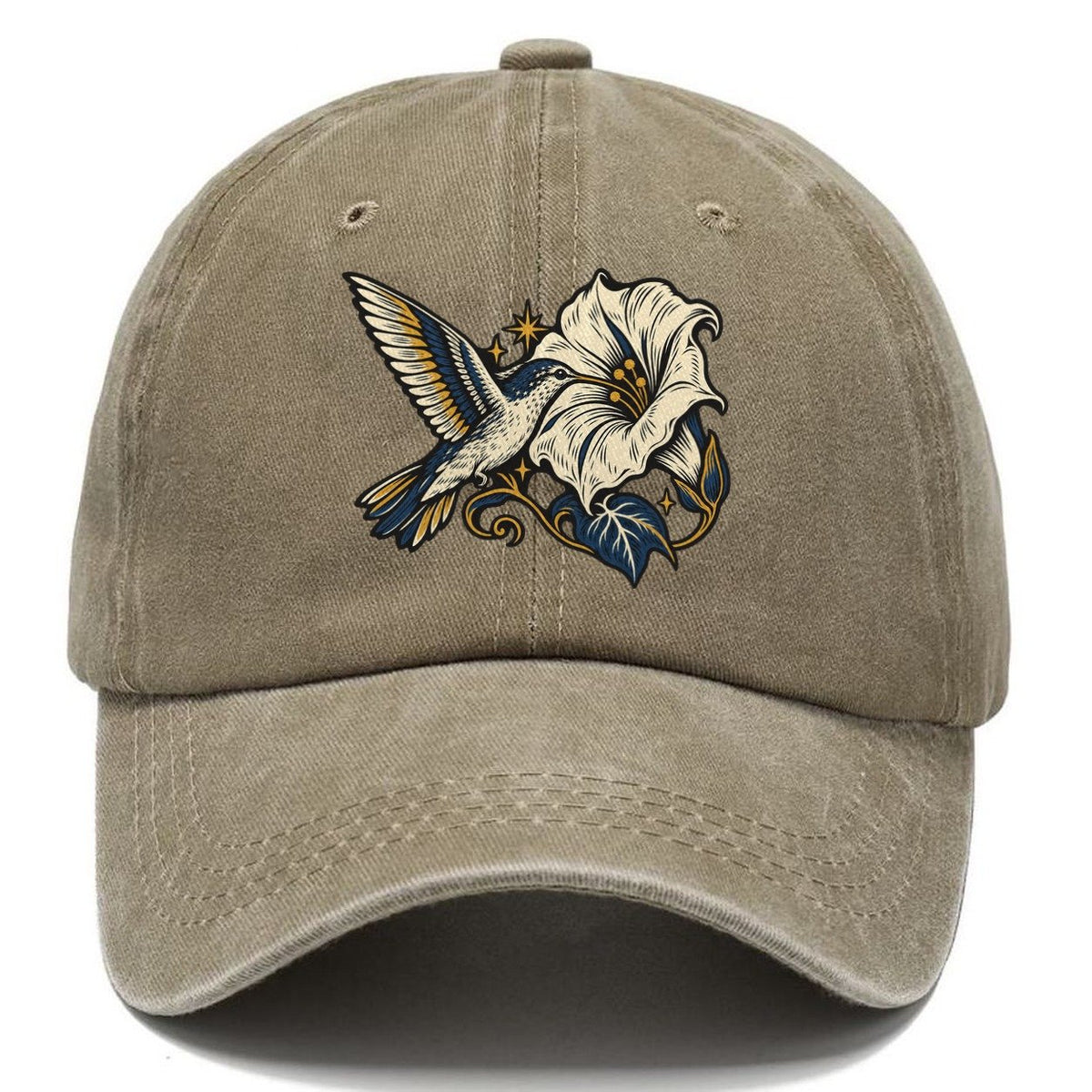 Hummingbird Night Flower Sundown Familiars Classic Cap – Warm Sand