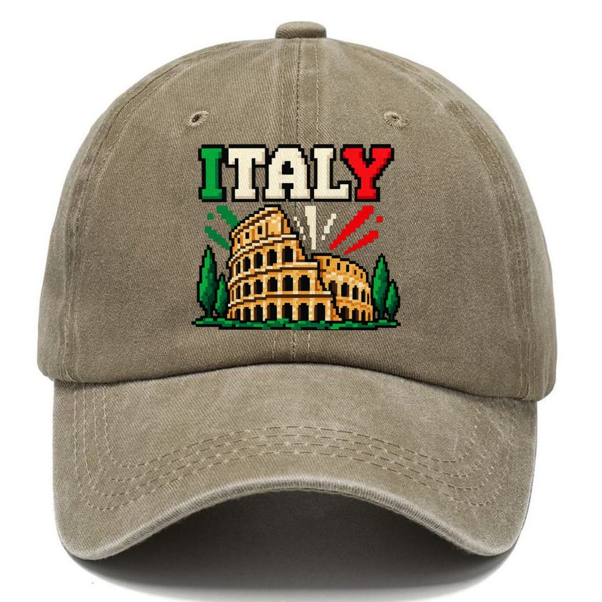 Italy Retro Pixel Badge Classic Cap – Warm Sand