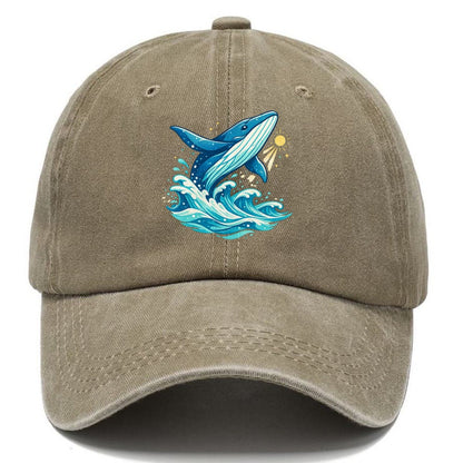 Vintage Whale Ocean Waves Classic Cap – Warm Sand