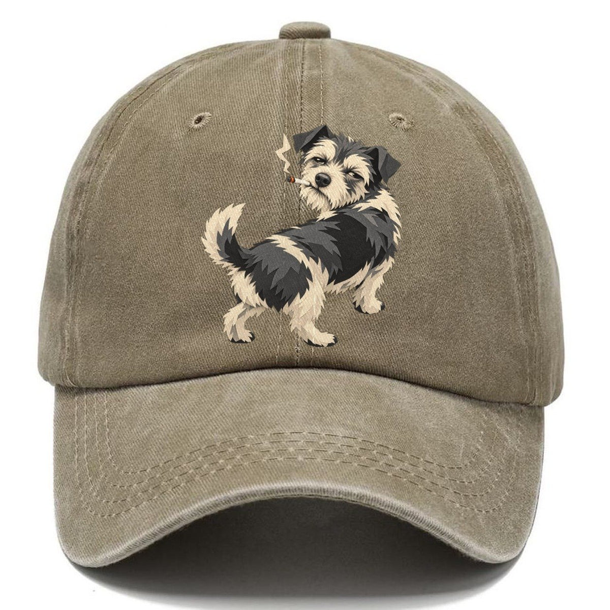 Scruffy Dog Smoking a Cigarette Classic Cap – Warm Sand