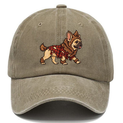 One French Bulldog In Halloween Costume Werewolf With Tufted Fur Patches And Small Fangs Halloween Dog Parade Classic Cap – Warm Sand