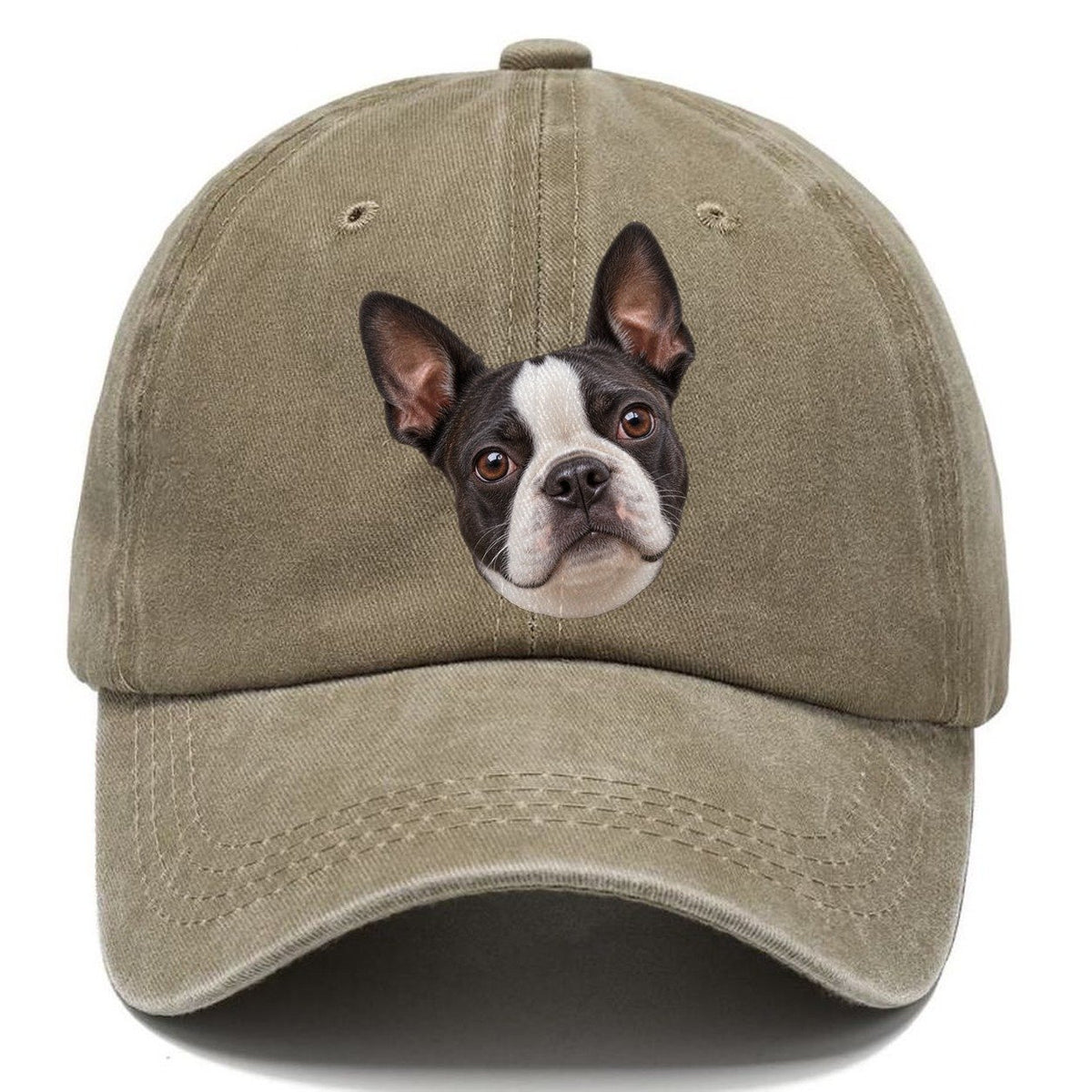 Boston Terrier Curious Lean Everyday Originals Classic Cap – Warm Sand
