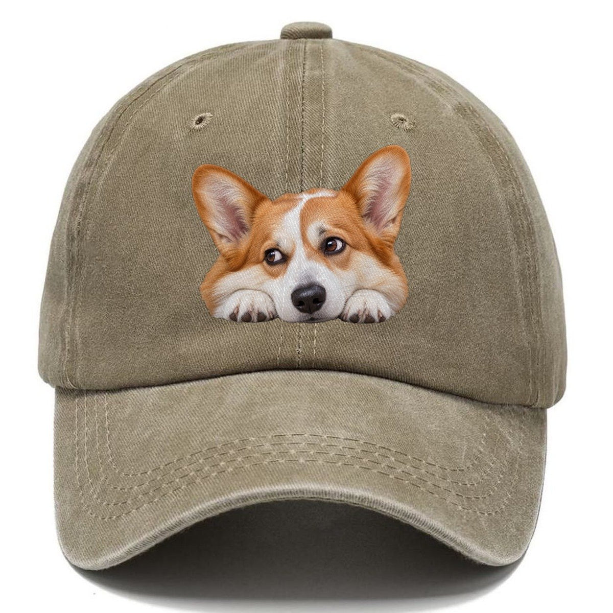 Corgi Resting Chin Character Club Classic Cap – Warm Sand