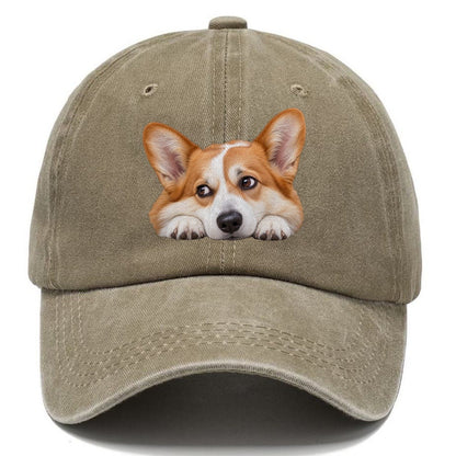 Corgi Resting Chin Character Club Classic Cap – Warm Sand