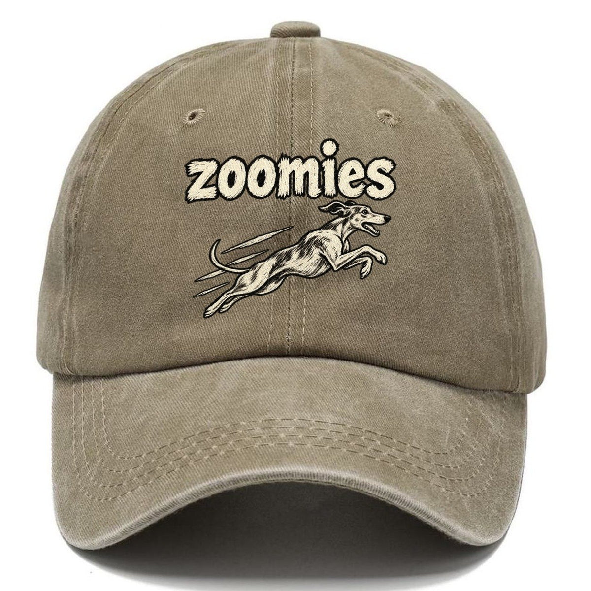 A Small Whippet Silhouette At Full Stretch Mid Sprint Bark For Me Classic Cap – Warm Sand
