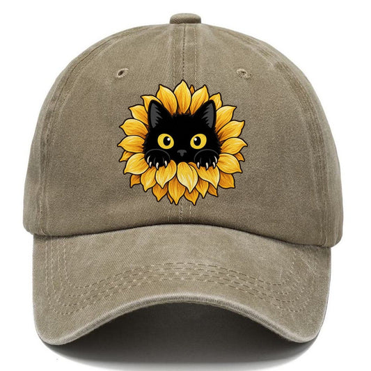 Black Cat Sunflower Fan Favorites Classic Cap – Warm Sand