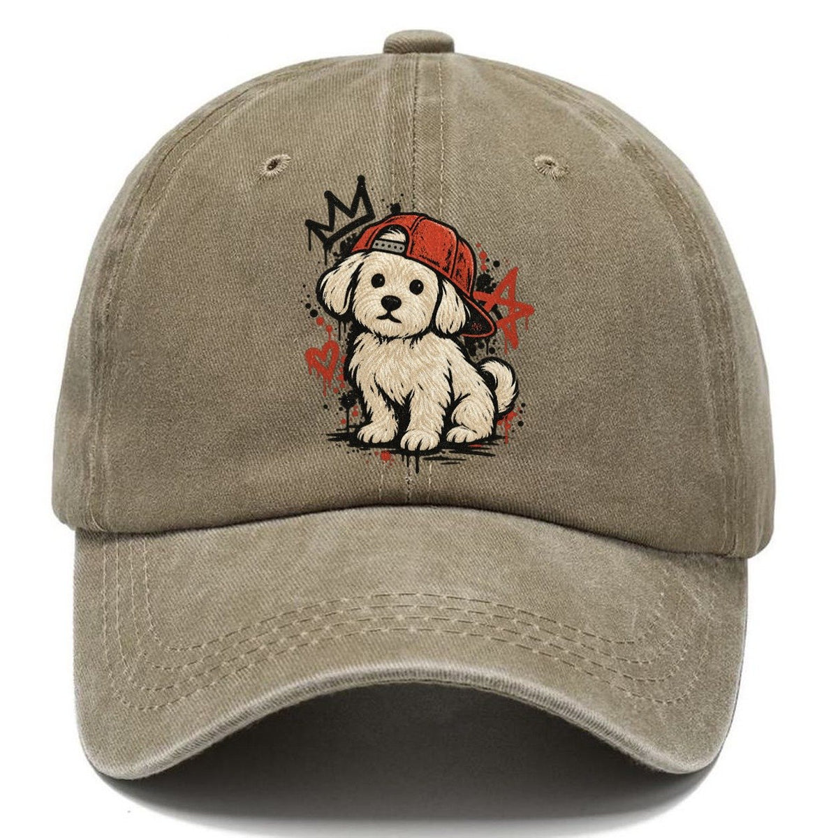 Graffiti Puppy Red Classic Cap – Warm Sand