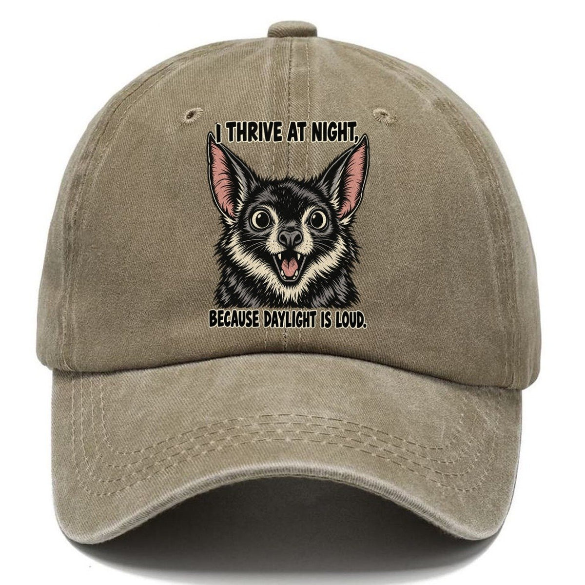 I Thrive At Night Feral Logic Classic Cap – Warm Sand