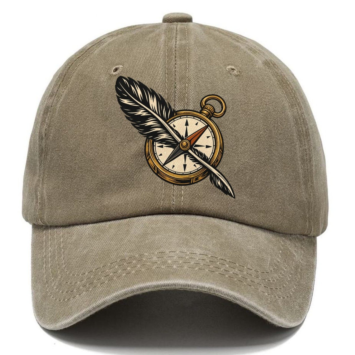 Raven Feather Compass Sundown Familiars Classic Cap – Warm Sand