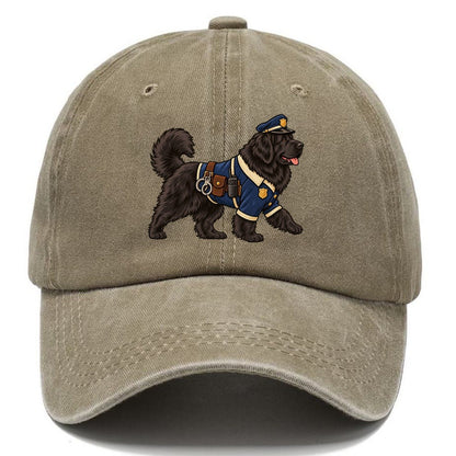 One Newfoundland In Halloween Costume Police Officer Costume With A Tiny Cap And Badge Halloween Dog Parade Classic Cap – Warm Sand