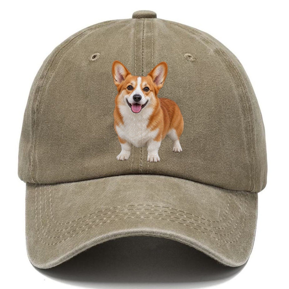 Pembroke Welsh Corgi Standing Front Facing Top Breeds Classic Cap – Warm Sand