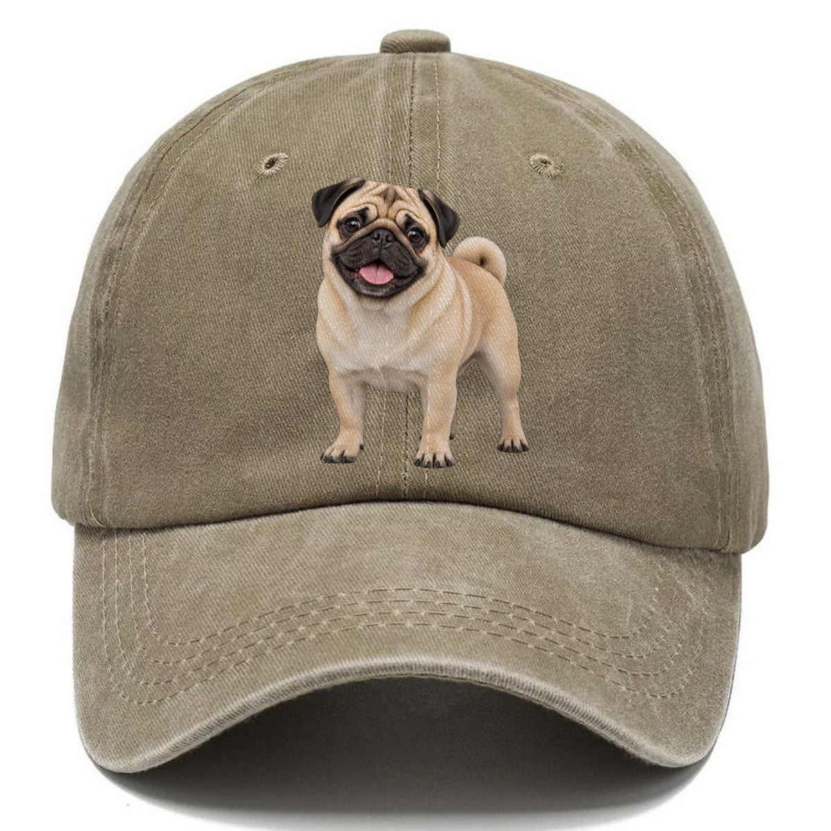 Pug Standing Top Breeds Classic Cap – Warm Sand