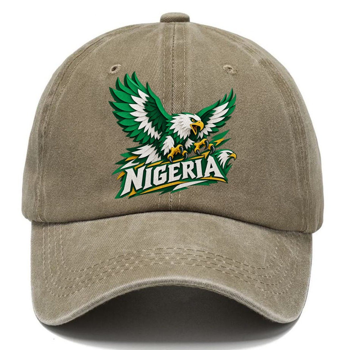 Nigeria Cut-Paper Retro Badge Classic Cap – Warm Sand