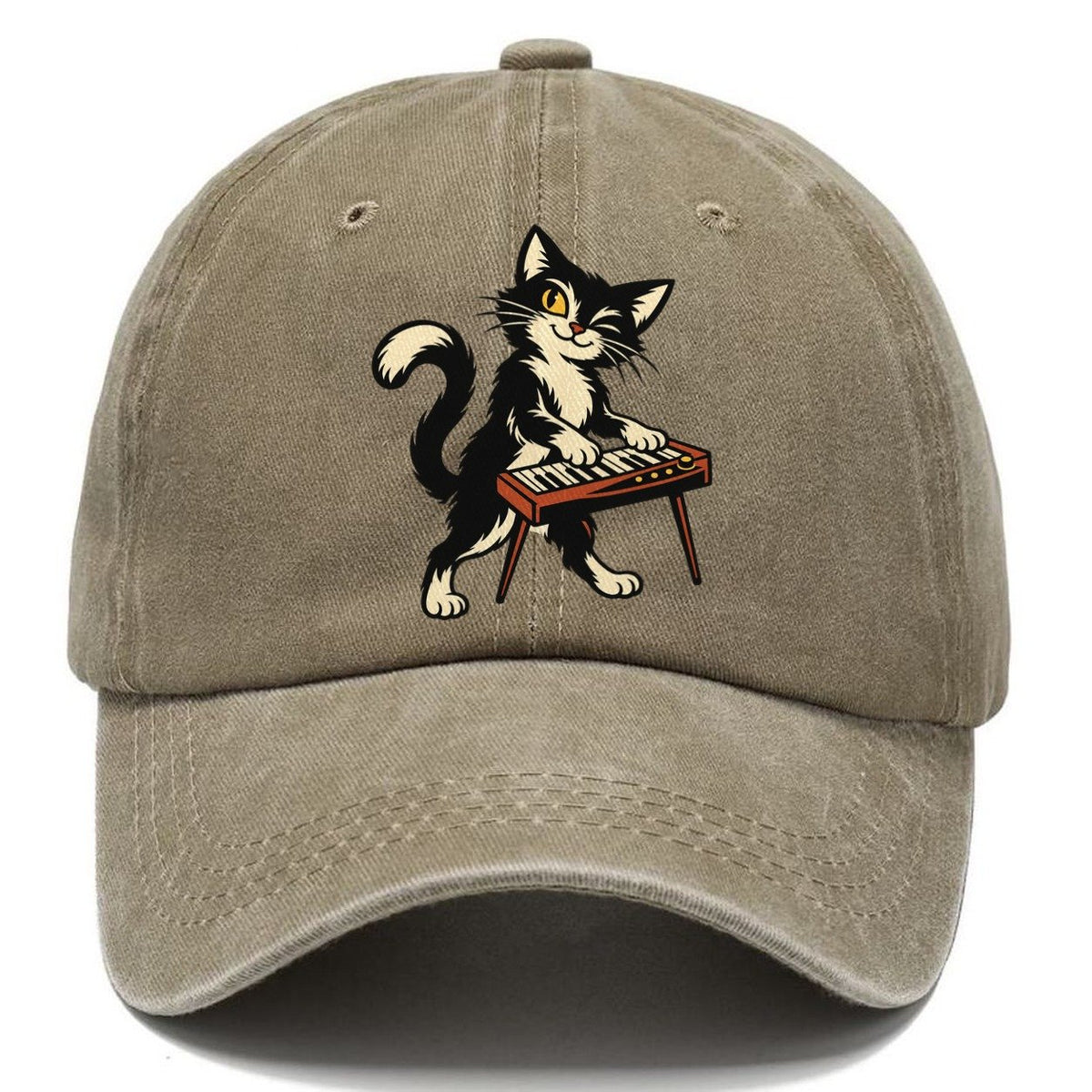 Black Cat Night Pianist Sundown Familiars Classic Cap – Warm Sand