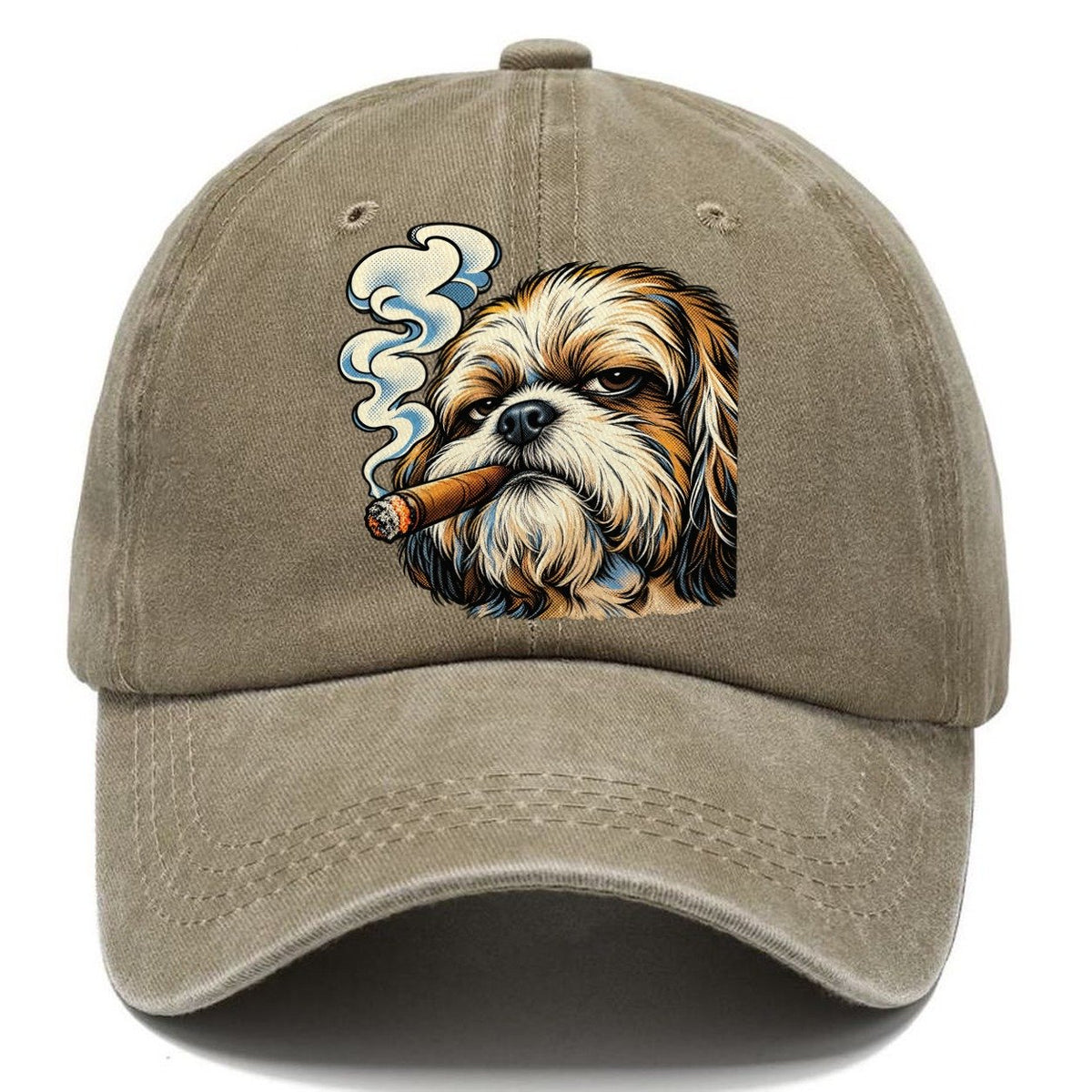 Shih Tzu Smoking Cigar Classic Cap – Warm Sand