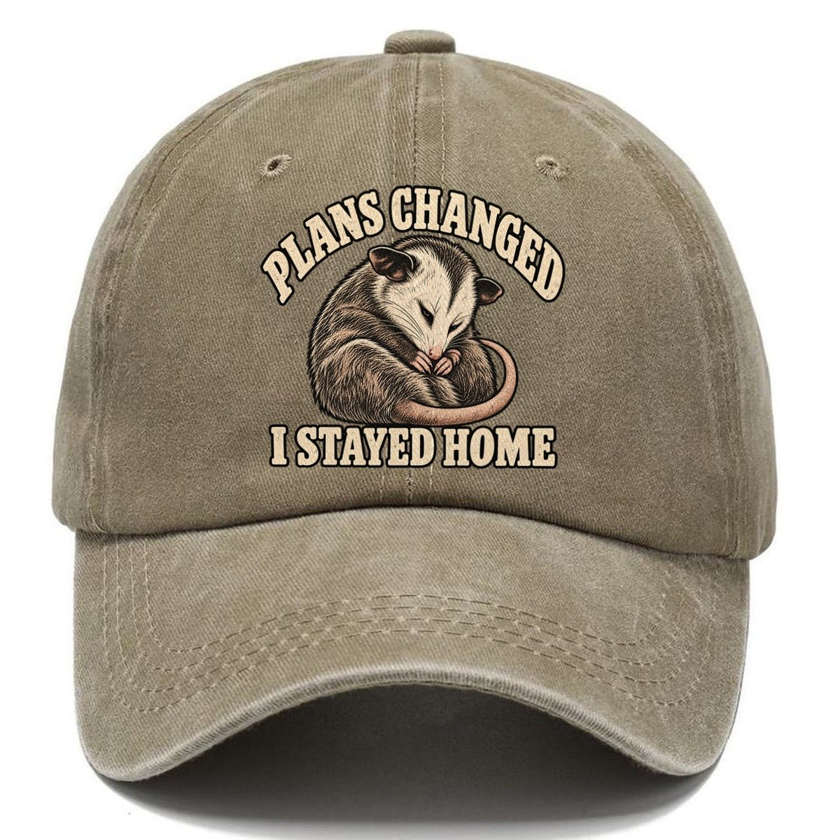 Opossum Staying Home Character Club Classic Cap – Warm Sand